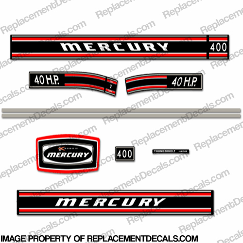 Mercury 1971 40HP Outboard Engine Decals INCR10Aug2021