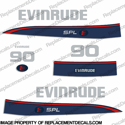 Evinrude 90hp Decal Kit - 1997-1998 evinrude, 90, 90hp, 90 hp, spl, SPL, 1997. 1998, 97, 98, decals, kit, set, outboard, silver, 