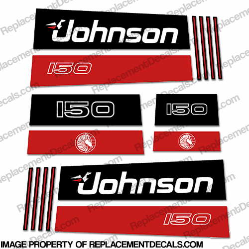 Johnson 150hp V8 Sea Horse Decals - Early 1990s INCR10Aug2021
