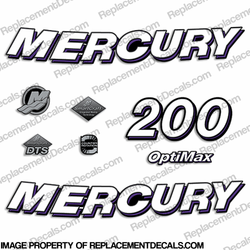 2006 Mercury 200hp Optimax Decal Kit - Purple INCR10Aug2021