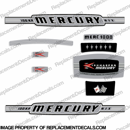 Mercury 1964 100HP Outboard Engine Decals INCR10Aug2021