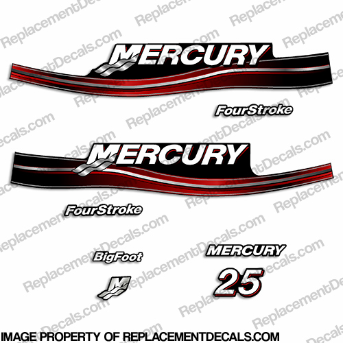Mercury 25hp Four Stroke Decal Kit - 2005 Style INCR10Aug2021