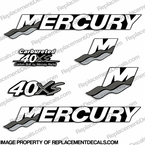 Mercury Custom 40hp Racing 40xs Decals - Gray/Silver INCR10Aug2021