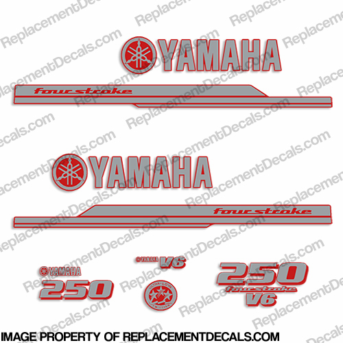 Yamaha 2010+ Style 250hp Decals - Silver/Red INCR10Aug2021