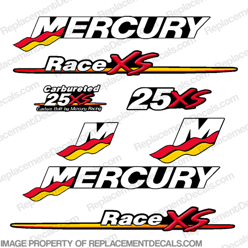 Mercury Custom 25hp Racing 25xs Decals Mercury, 25, 25 hp, 25 xs, xs, Racing, Race, INCR10Aug2021