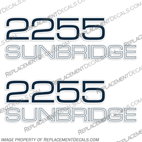 Bayliner Boats Sunbridge 2255 Decals (Set of 2) - 1992 boat, logo, decal, bay, liner, bayliner, sun, bridge, sunbridge, 2255, 1992, blue, version