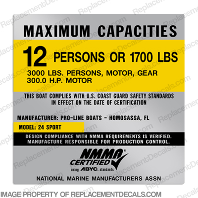 Pro-Line 24 Sport Capacity Decal - 12 Person INCR10Aug2021