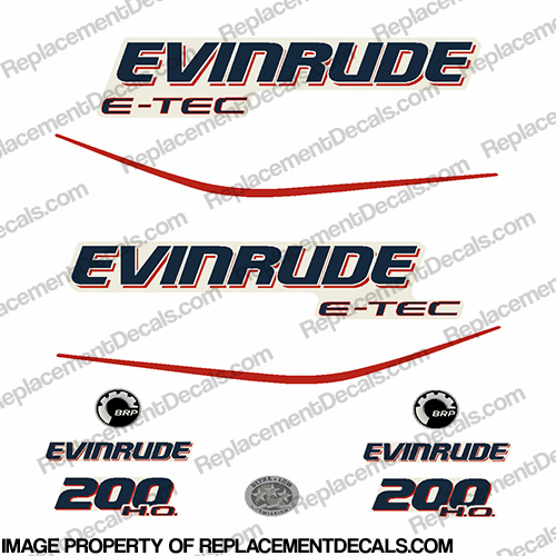Evinrude 200hp E-Tec High Output Decal Kit INCR10Aug2021