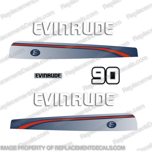 Evinrude 90hp 1995-1997 Decal Kit  evinrude, 90hp, 90 hp, 1995, 1996, 1997, decal, kit, stickers, motor, engine, boat, decals,set