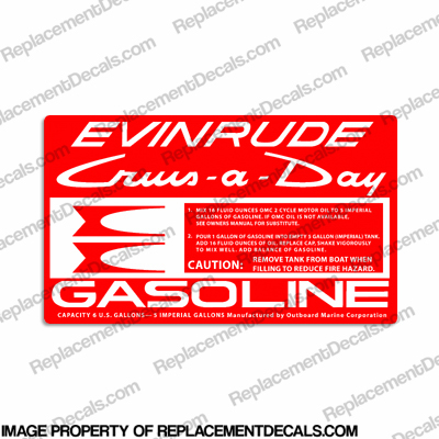 Evinrude 1961-1968 6 Gallon Fuel Tank Decal INCR10Aug2021