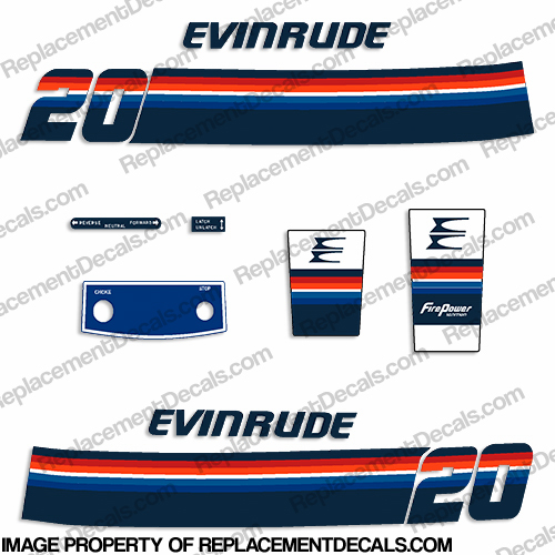 Evinrude 1978 20hp Decal Kit INCR10Aug2021