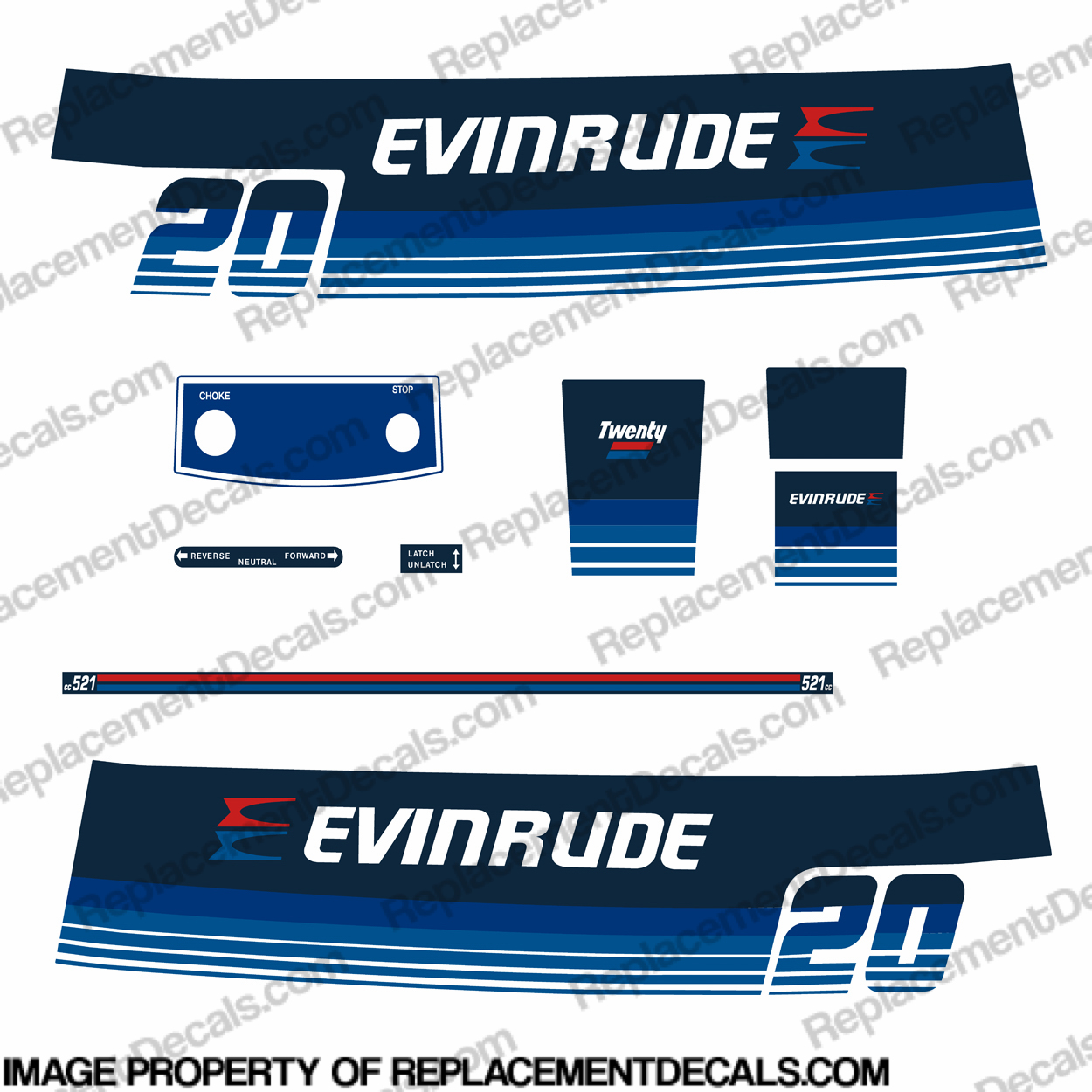 Evinrude 1979 20hp Decal Kit INCR10Aug2021