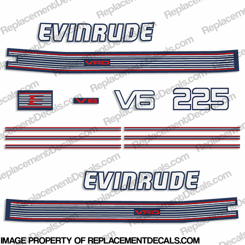 Evinrude 1989 225hp V6 Decal Kit INCR10Aug2021