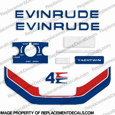 Evinrude 1974 4hp Yachtwin Decal Kit INCR10Aug2021