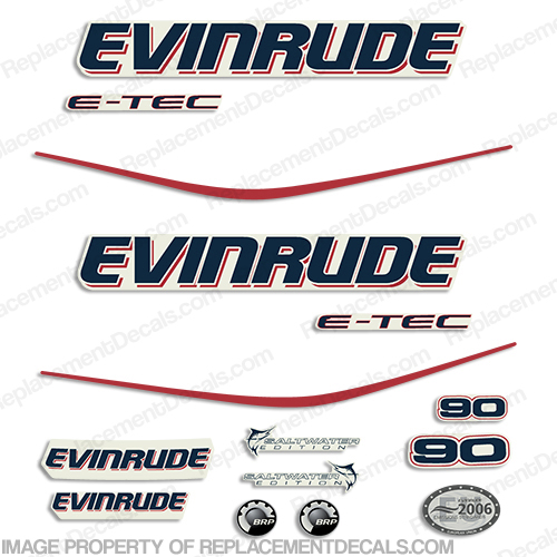Evinrude 90hp E-Tec Decal Kit INCR10Aug2021