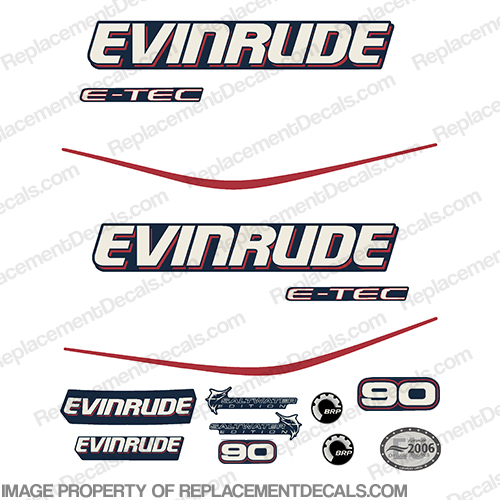 Evinrude 90hp E-Tec Decal Kit - Blue Cowl INCR10Aug2021