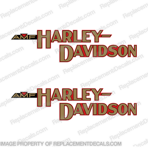 Harley-Davidson Fuel Tank Motorcycle Decals (Set of 2) - AMF FX 1980 Harley-Davidson, fx, amf, Decals,  red, (Set of 2), 14471, Harley, Davidson, Harley Davidson, soft, tail, 1980, 1979, 1981, softtail, soft-tail, softail, harley-davidson, Fuel, Tank, Decal, INCR10Aug2021