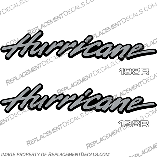 Hurricane 198R Fun Deck by Godfrey Marine 1999 Boat Logo Decals hurricane, 198, r, 198r, fun, deck, by, godfrey, marine, 1999, boat, logo, decal, decals, stickers, outboard, engine, 