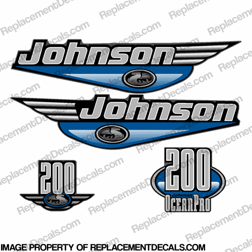 JOHNSON 200HP OCEANPRO DECALS - Any Color Johnson, Ocean Pro, pro, 200hp, 200, hp, 200 hp, ocean, pro, INCR10Aug2021