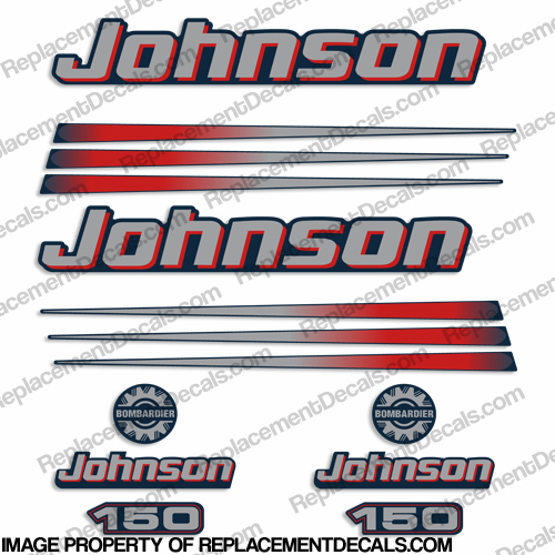 Johnson 150hp Decals (Blue Cowl) 2002 - 2006 INCR10Aug2021
