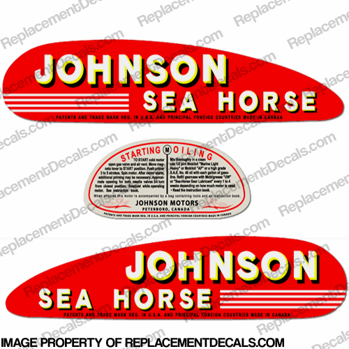 Johnson 1940s Outboard Motor Decals Johnson, 1940s, Outboard, engine, Motor, Decals, decal, sticker, kit, set, 1940, 1941, 1942, 1943, 1944, 1945, 1946, 1947, 1948, 1949