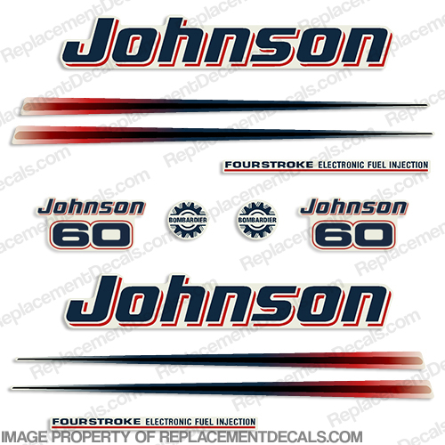 Johnson 60hp FourStroke Decals - 2002 - 2006 INCR10Aug2021