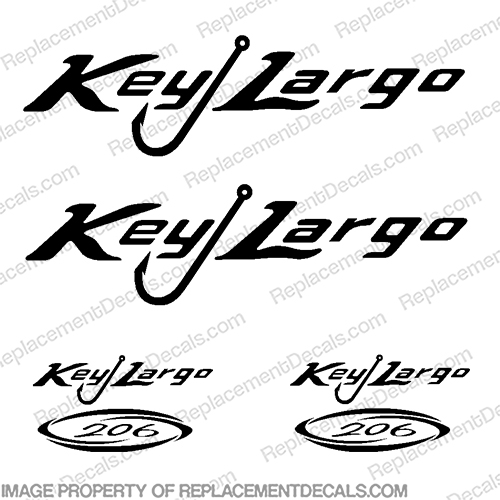 Key Largo 206 Boat Decal Package - Black keylargo, 206,INCR10Aug2021