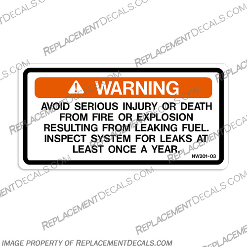 Warning Fire / Explosion Label Decal - NW201-03 warning, decal, label, fire, explosion, NW201-03, outboard, sticker, 