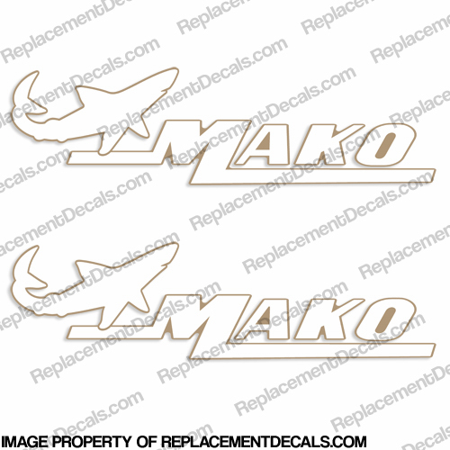 Mako Marine Boat Decals (Set of 2) White/Gold INCR10Aug2021