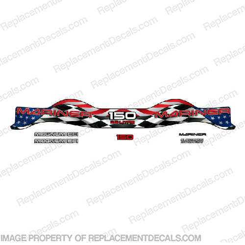 Custom Mariner 150hp Decal Kit (Racing/US Flag) - Wrap Around  INCR10Aug2021