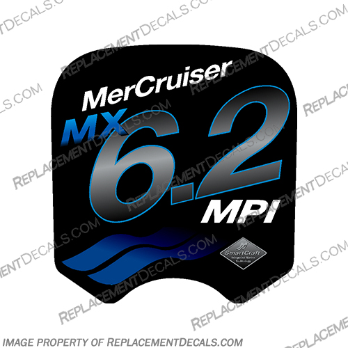Mercruiser MX 6.2 MPi Decal - Blue mercruiser, mpi, mx, 6.2, blue, single, decal, sticker, logo. 