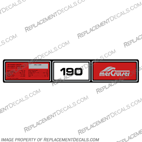 Mercruiser 1982-1989 190hp Valve Cover Decals 1982, 1983, 1984, 1985, 1986, 1987, 1988, 1989, 190 hp, rocker cover decal, 170, mercruiser, valve, cover,