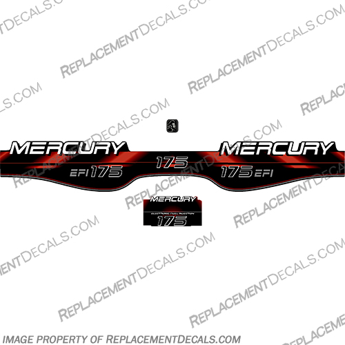 Mercury 175hp EFI Decals - 1994 - 1999 (Red) mercury, 175, efi, EFI, decal, 1994, 1995, 1996, 1997, 1998, red, stickers, decals, engine, kit, outboard, 1999
