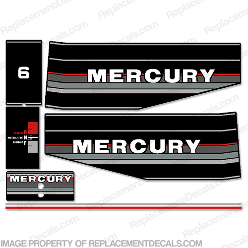 Mercury 1987 6HP Outboard Engine Decals 6 hp, 87, 6, INCR10Aug2021