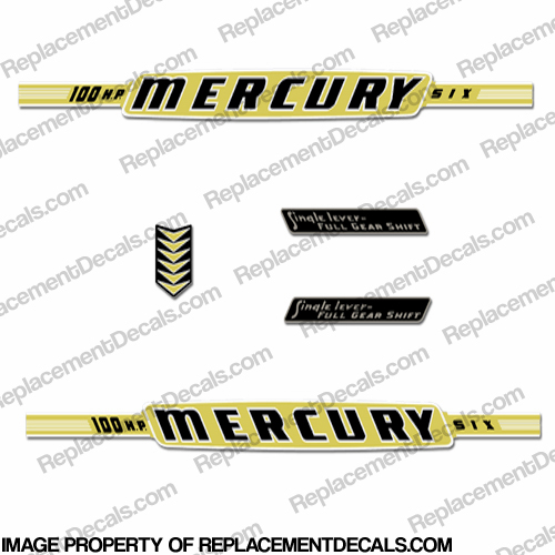 Mercury 1962 100HP Outboard Engine Decals INCR10Aug2021