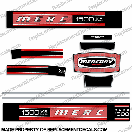 Mercury 1977-1978 1500XS (150hp) Outboard Decal Kit mercury, 150, 150 hp, horsepower, 150hp, 2005, 2006, 2007, 2008, 2009, 2010, electronic, fuel, injection, 1500, xs, INCR10Aug2021