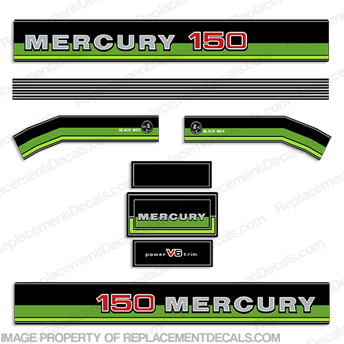 1981-1983 Mercury 150hp Decals - Custom Green INCR10Aug2021