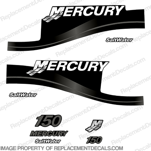 Mercury 150hp Saltwater Series Decal Kit - Dark Grey INCR10Aug2021