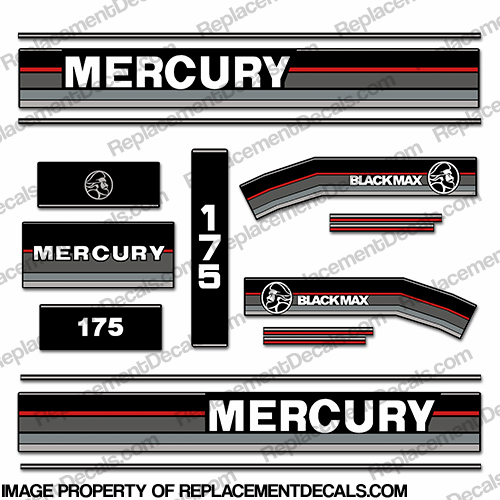 Mercury 1989-1990 175hp Black Max Outboard Engine Decals INCR10Aug2021