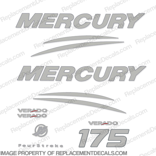 Mercury Verado 175hp Decal Kit - Chrome/Silver 175 hp, INCR10Aug2021
