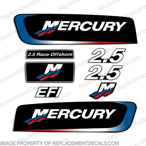Mercury 2.5 Liter EFI Racing Decal Kit - Custom Red/White/Blue INCR10Aug2021