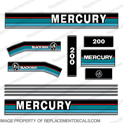 Mercury 1995 200HP Outboard Engine Decals INCR10Aug2021