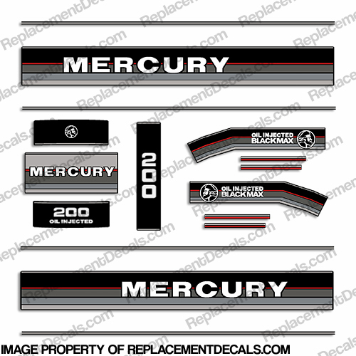 Mercury 1987 200HP Outboard Engine Decals INCR10Aug2021