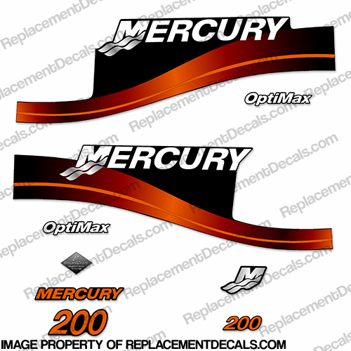 Mercury 200hp Optimax Decals - Custom Orange INCR10Aug2021