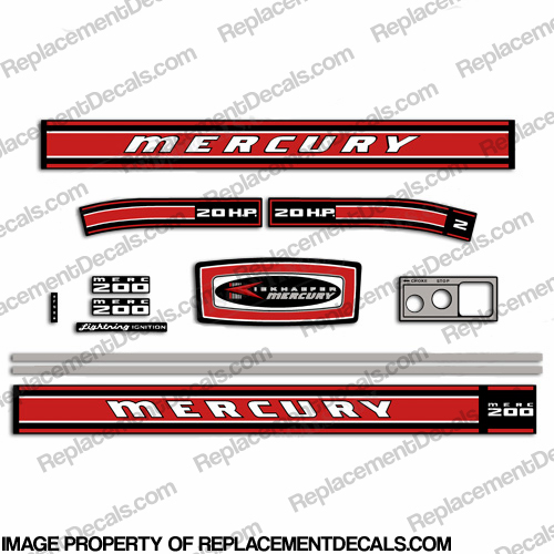 Mercury 1969 20HP Outboard Engine Decals INCR10Aug2021