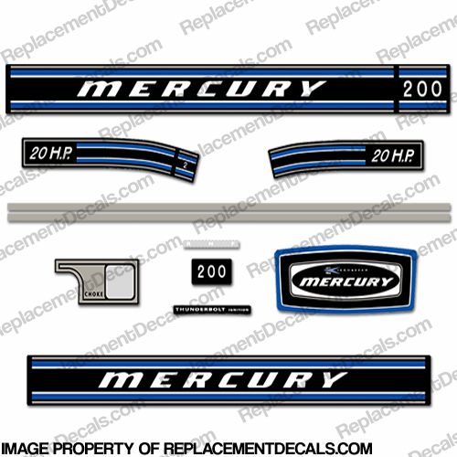 Mercury 1972 20HP Outboard Engine Decals INCR10Aug2021