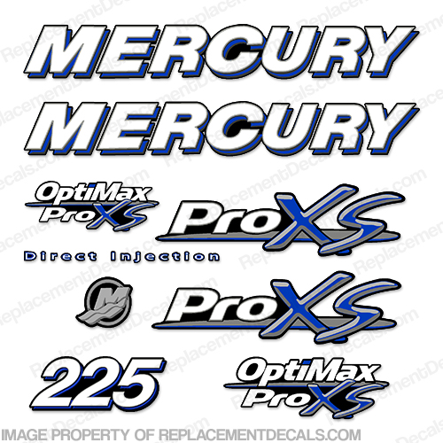 Mercury 225hp ProXS Decal Kit - Blue pro xs, optimax proxs, optimax pro xs, optimax pro-xs, pro-xs, 225 hp, INCR10Aug2021
