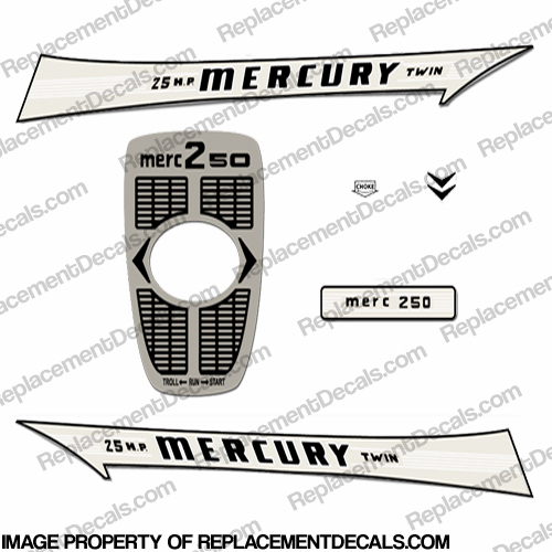 Mercury 1962 25HP Outboard Engine Decals INCR10Aug2021