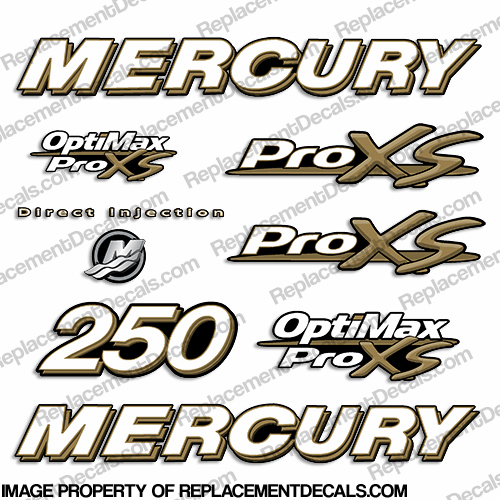 Mercury 250hp ProXS Decal Kit - Gold pro xs, optimax proxs, optimax pro xs, optimax pro-xs, pro-xs, INCR10Aug2021