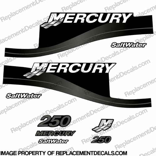 Mercury 250hp Saltwater Series Decal Kit - Dark Grey INCR10Aug2021